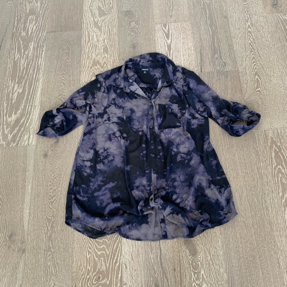 Torrid Button Down Chiffon Tunic - image 1